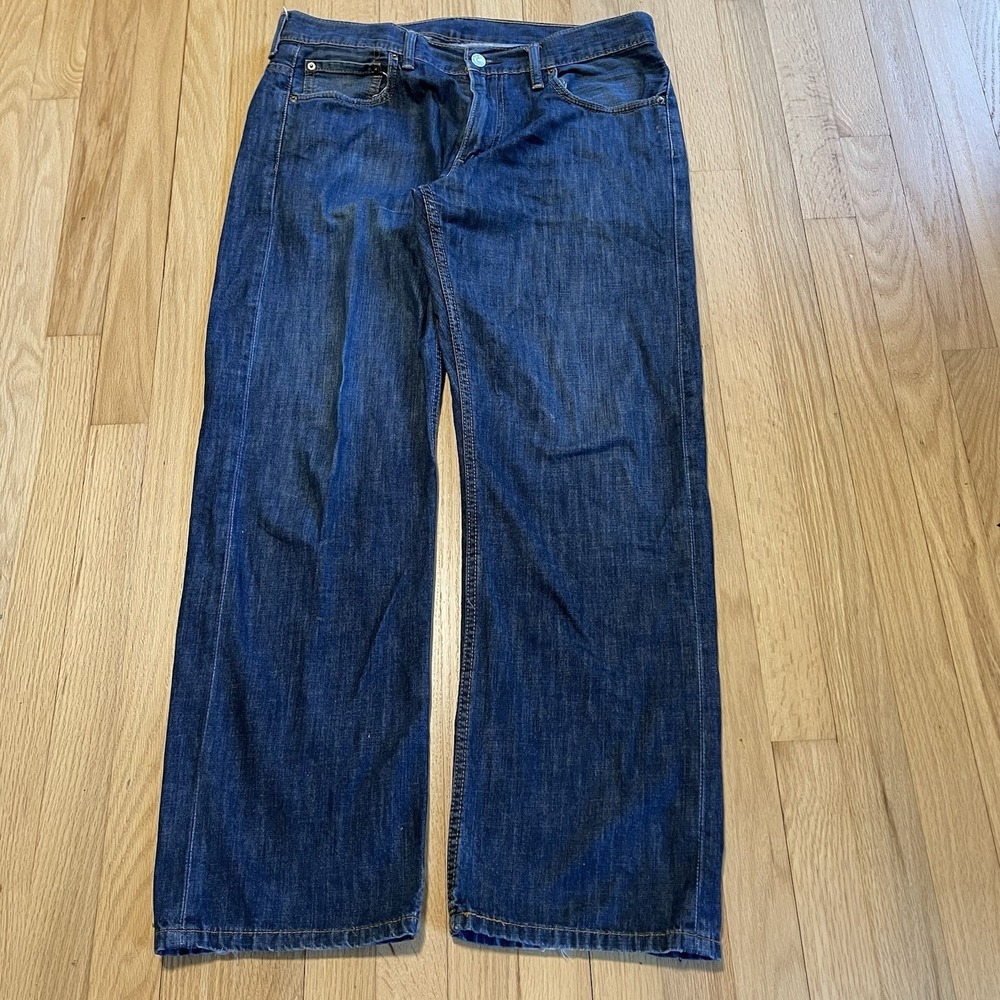 Levis 569 Jeans Mens 32x32 Blue Denim Relaxed Straight Fit Leg Dark Wash Red Tab